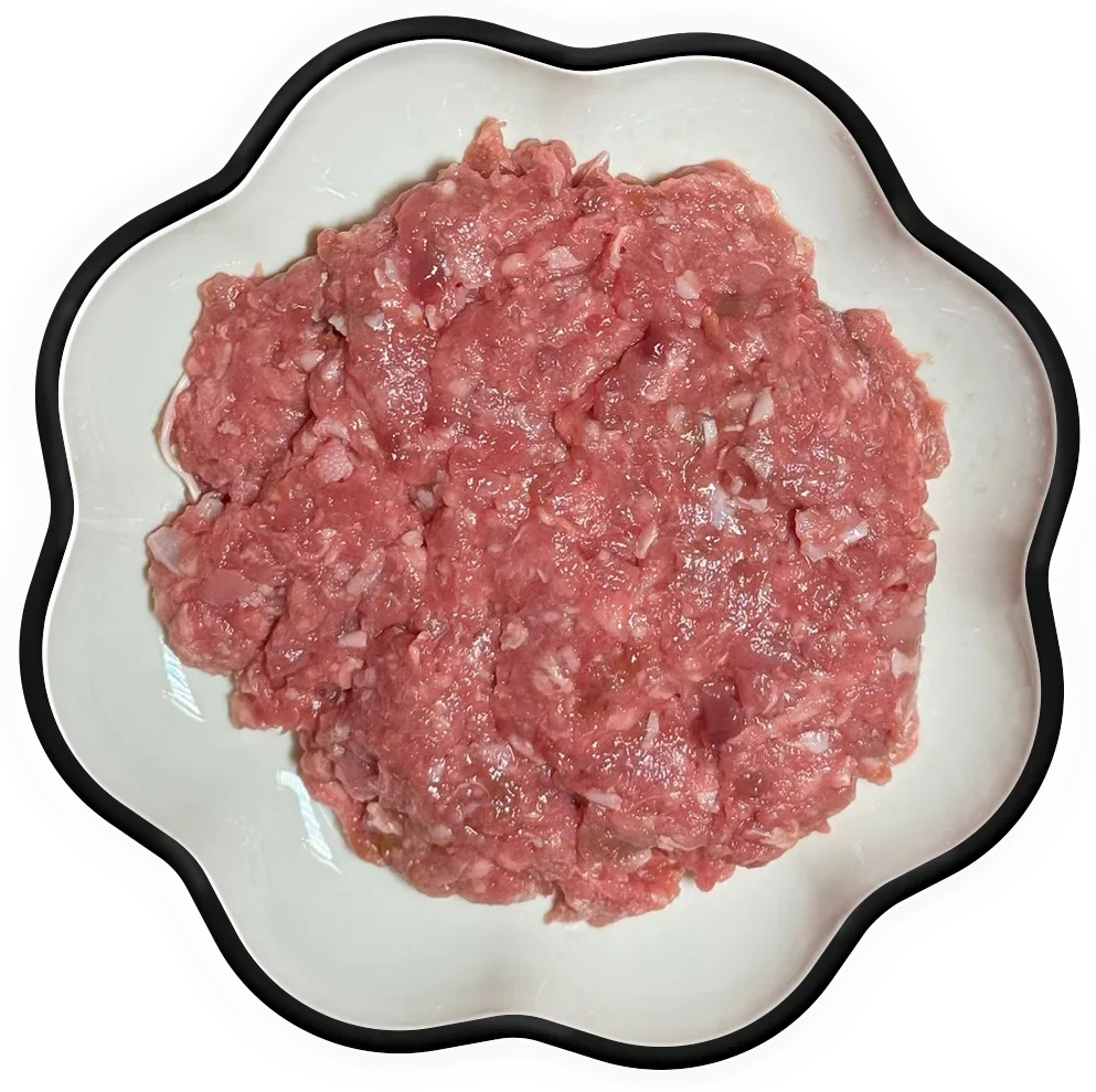 Plate of raw ground pet food